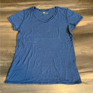 Womens Carhartt Heathered Navy V‑Neck Short Sleeve Tee Size Medium